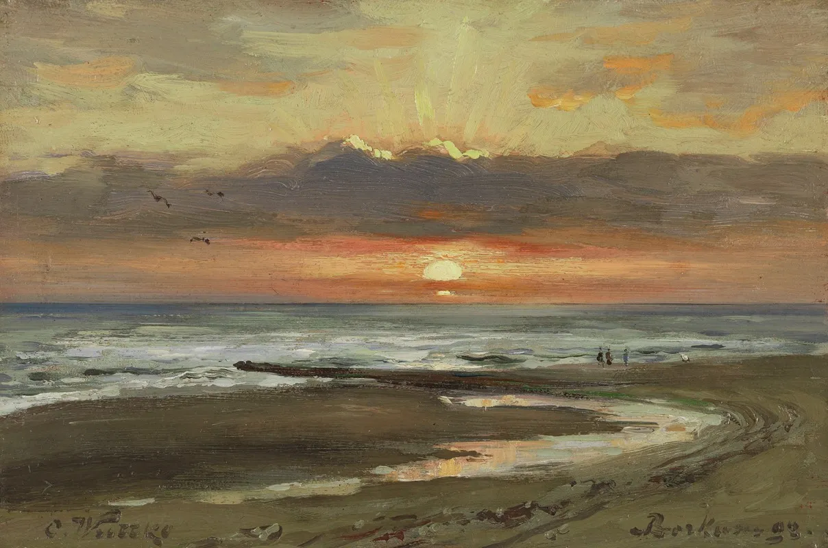 Sonnenuntergang Auf Borkum by Carl Wuttke - Canvas Print