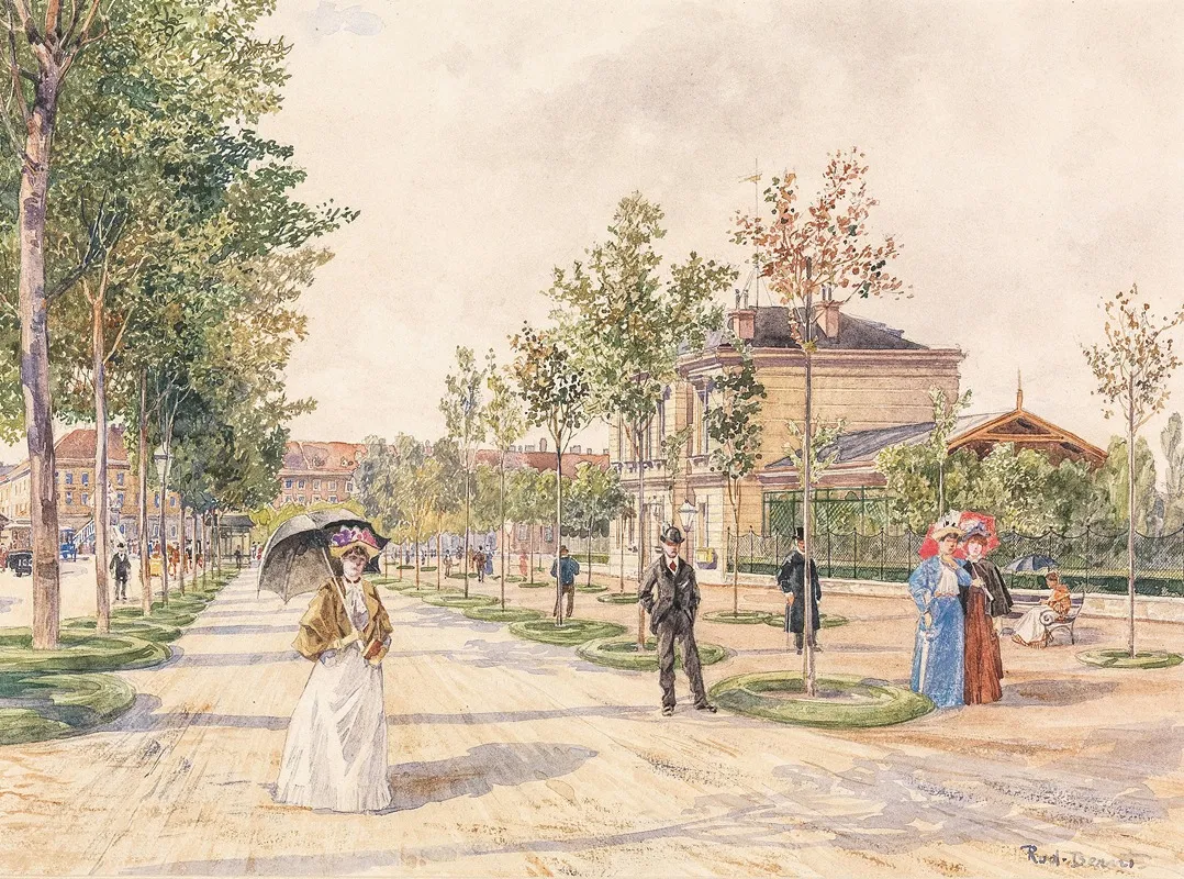 Sonntagsspaziergang Am Stubenring by Rudolf Bernt - Canvas Print