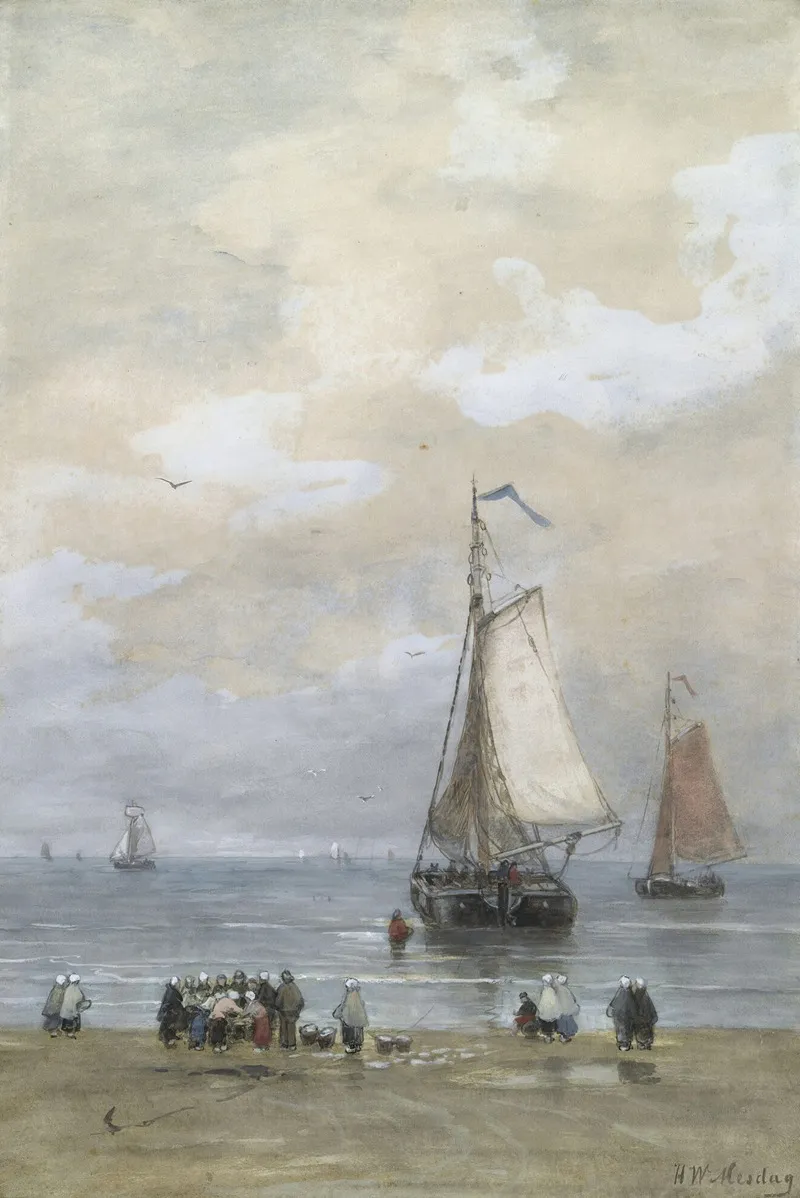 Sorting The Catch by Hendrik Willem Mesdag - Canvas Print