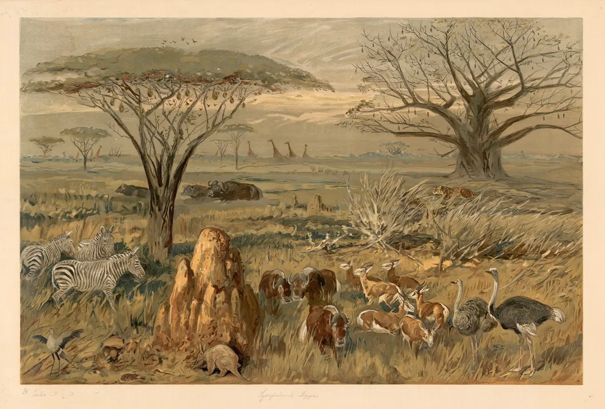 South African Steppe by August Specht - Canvas Print