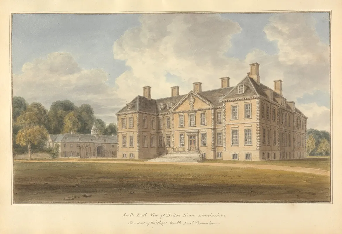 South East View Of Belton House Lincolshire The Seat Of The Right Honble Earl Brownlow by John Buckler - Canvas Print