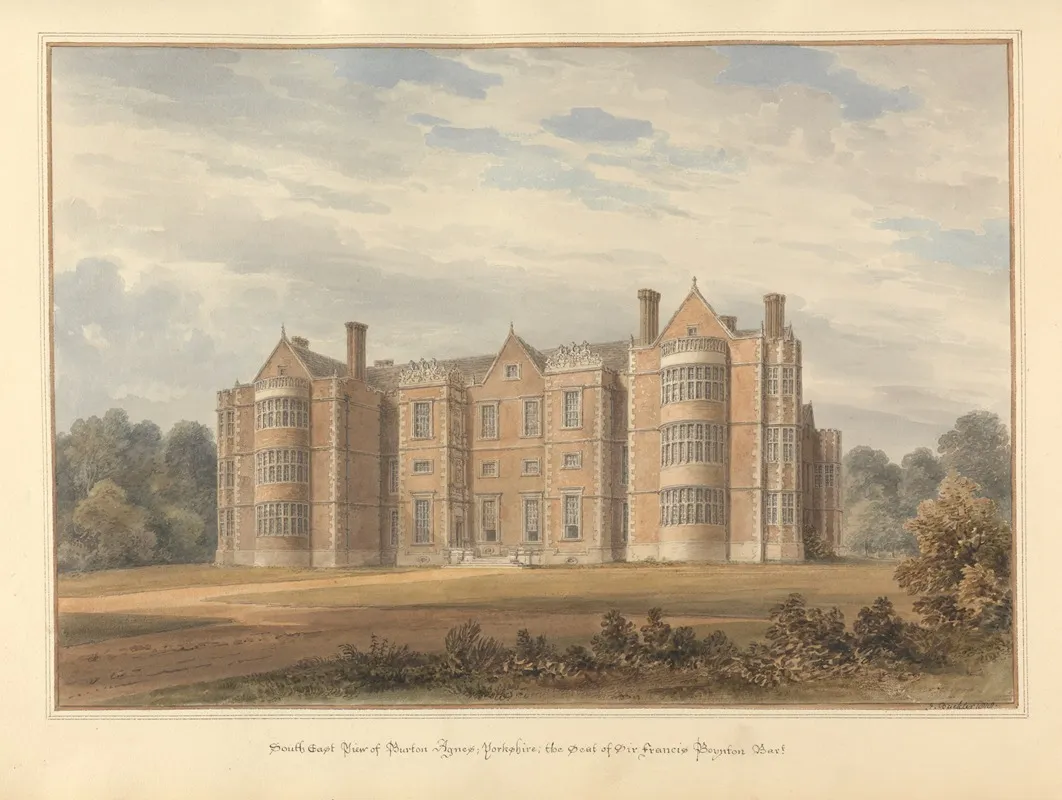 South East View Of Burton Agnes Yorkshire The Seat Of Sir Francis Boynton Bart by John Buckler - Canvas Print