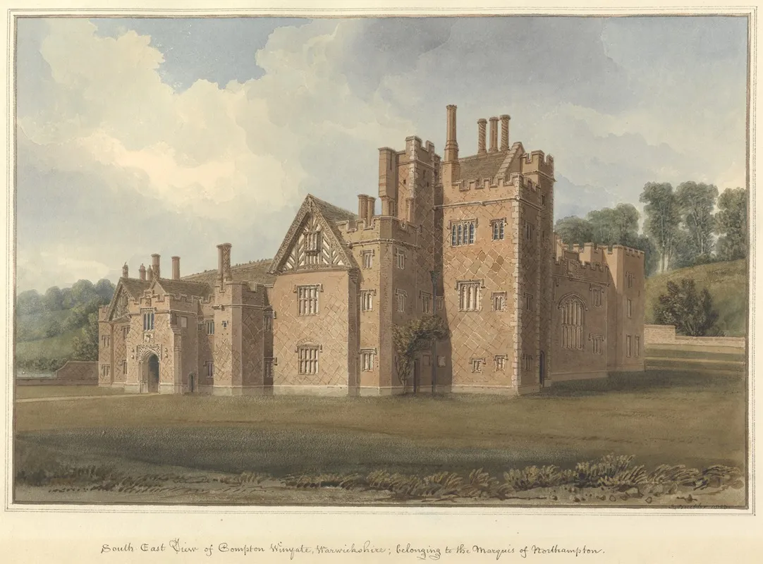 South East View Of Compton Winyate Warwickshire Belonging To The Marquis Of Northampton by John Buckler - Canvas Print