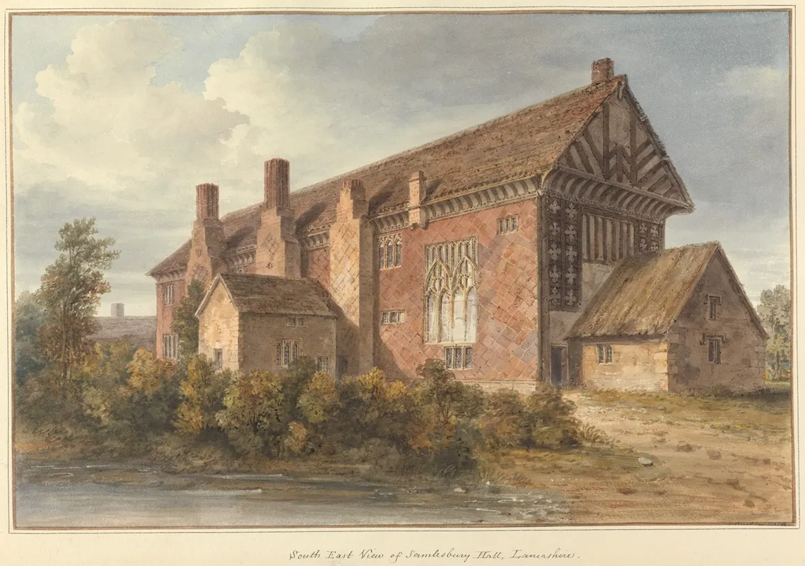South East View Of Samlesbury Hall Lancashire by John Buckler - Canvas Print