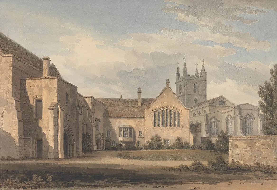 South East View Of The Church And Palace At Croydon Surrey by John Chessell Buckler - Canvas Print