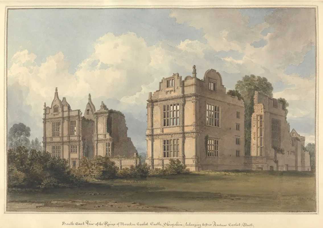 South East View Of The Ruins Of Moreton Corbet Castle Shropshire Belonging To Sir Andrew Corbet Bart by John Buckler - Canvas Print
