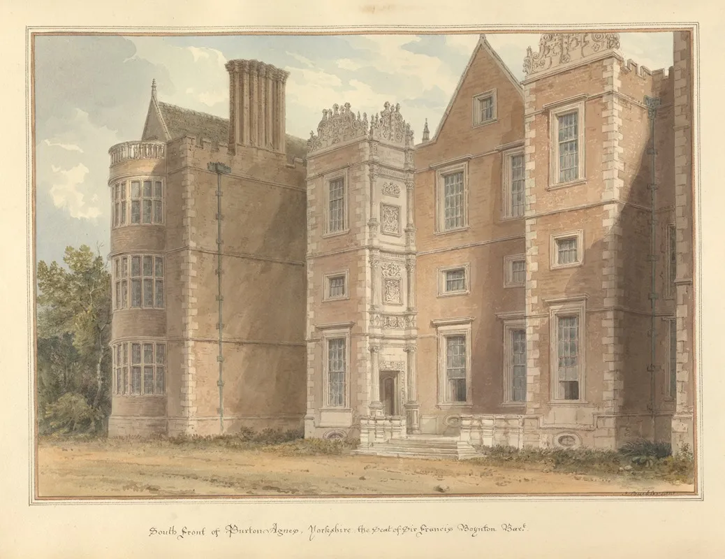 South Front Of Burton Agnes Yorkshire The Seat Of Sir Francis Boynton Bart by John Buckler - Canvas Print