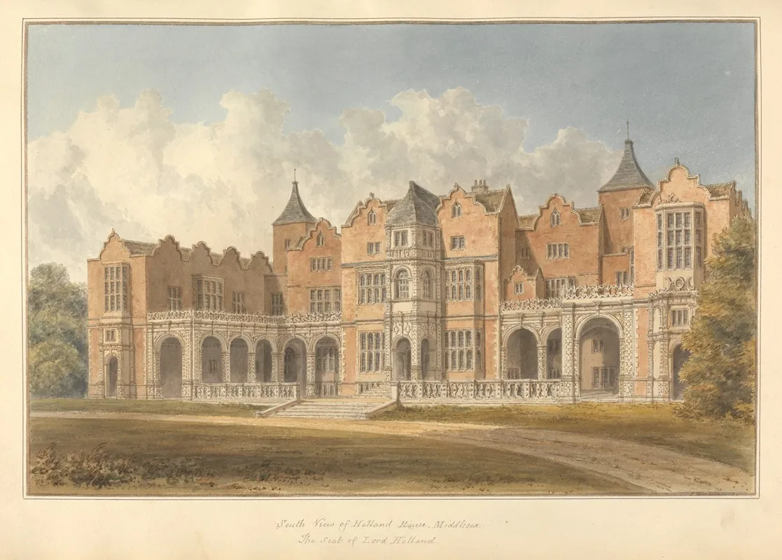 South View Of Holland House Middlesex The Seat Of Lord Holland by John Buckler - Canvas Print
