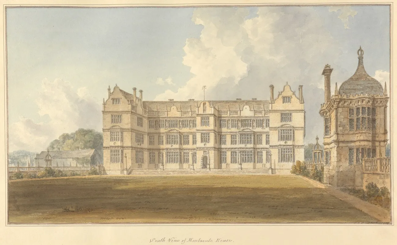 South View Of Montacute House by John Buckler - Canvas Print