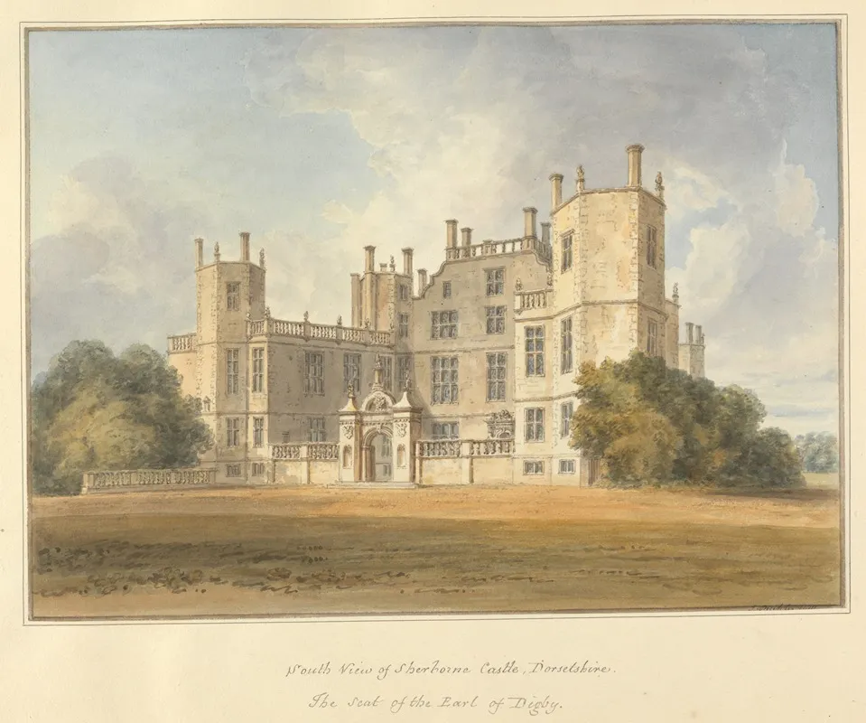 South View Of Sherbone Castle Dorsetshire The Seat Of The Earl Of Digby by John Buckler - Canvas Print