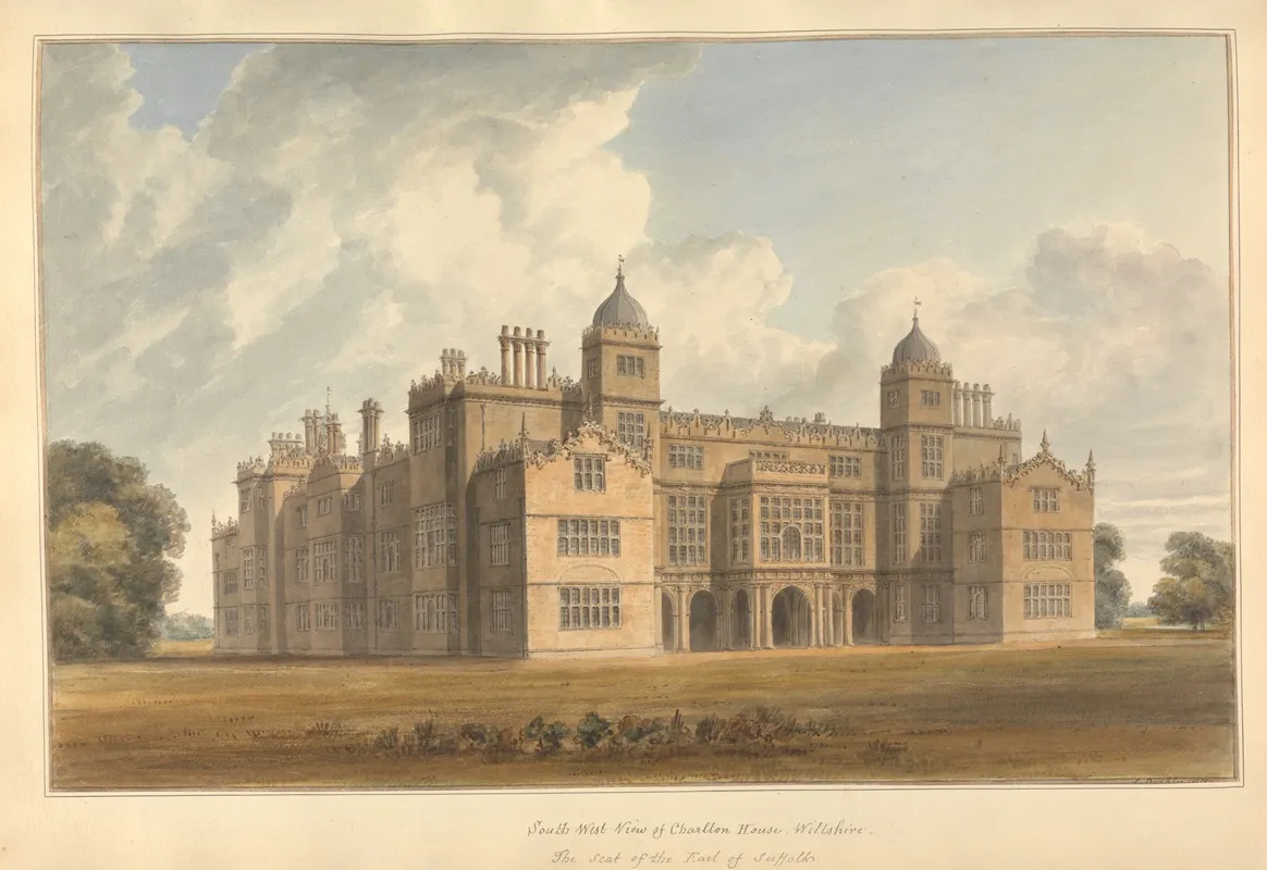 South West View Of Charlton House Wiltshire The Seat Of The Earl Of Suffolk by John Buckler - Canvas Print
