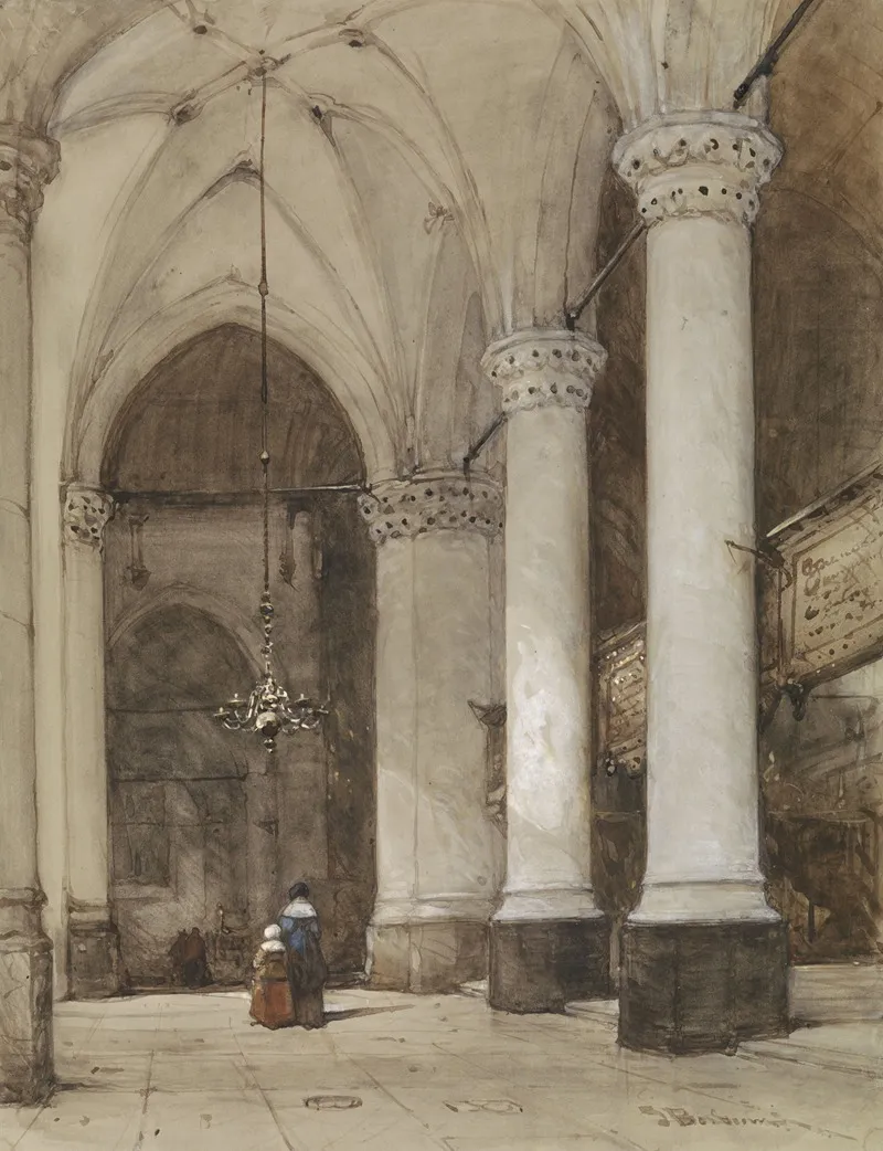 Southern Aisle Of The Great Church At The Hague by Johannes Bosboom - Canvas Print