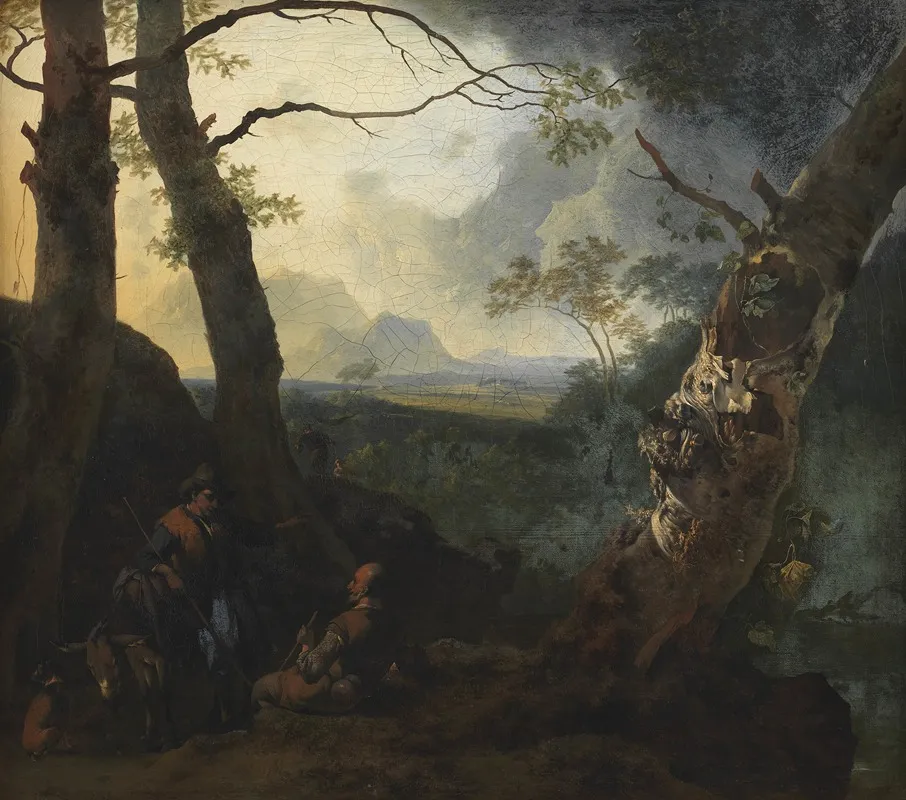 Southern Landscape With Herdsmen by Adam Pynacker - Canvas Print