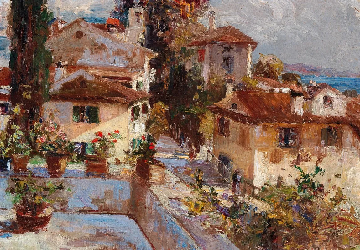 Southern Street Scene by Leontine von Littrow - Canvas Print