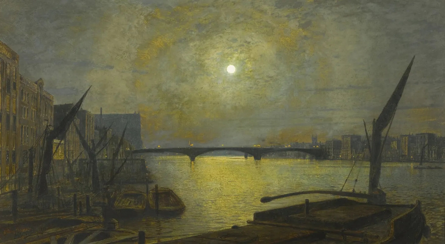 Southwark Bridge From Blackfriars By Moonlight by John Atkinson Grimshaw - Canvas Print