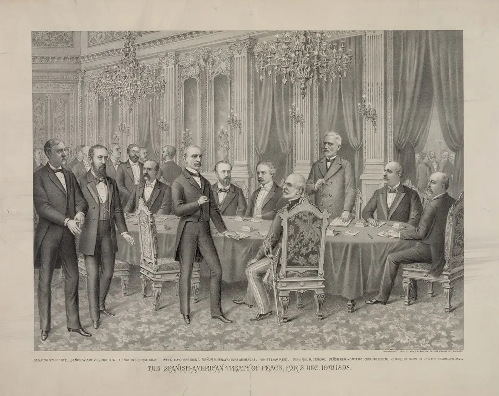 Spanish American Treaty Of Peace Paris Dec 10th 1898 by Kurz &amp; Allison - Canvas Print