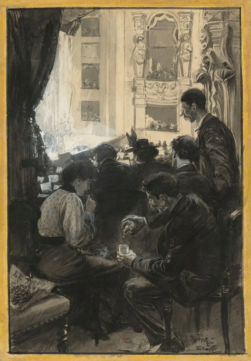 Spectateurs Dans Une Loge A Lopera by Georges Bertin Scott - Canvas Print