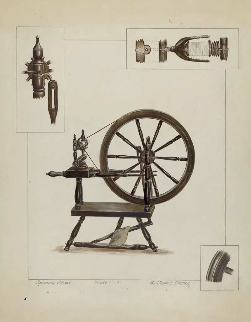 Spinning Wheel by Clyde L. Cheney - Canvas Print