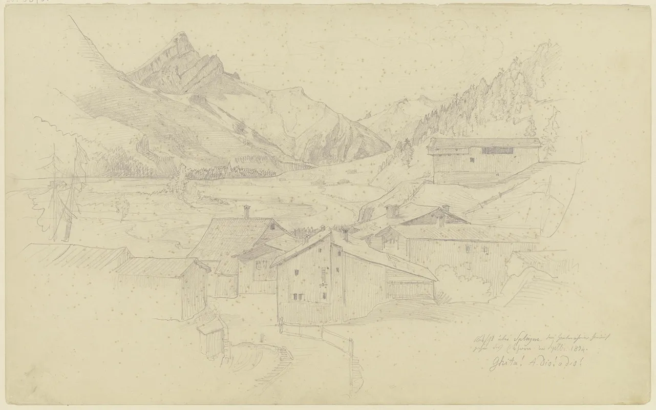 Splugen In Graubunden by August Lucas - Canvas Print