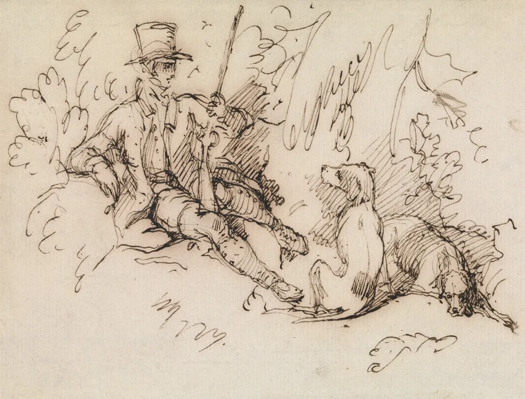 Sportsman And Two Dogs