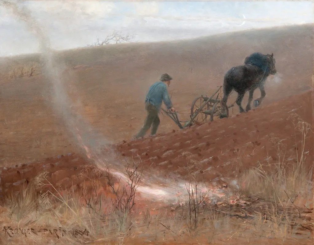 Spring Ploughing by Nils Kreuger - Canvas Print