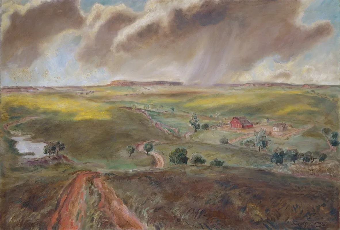 Spring Shower Western Kansas Landscape
