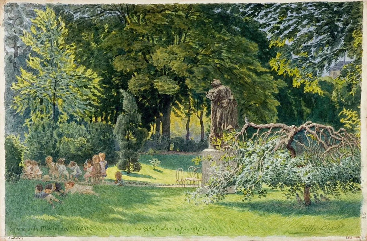 Square De La Mairie Du 14eme Arrondissement Rue Mouton Duvernet 18 Juin 1917 by Félix Brard - Canvas Print