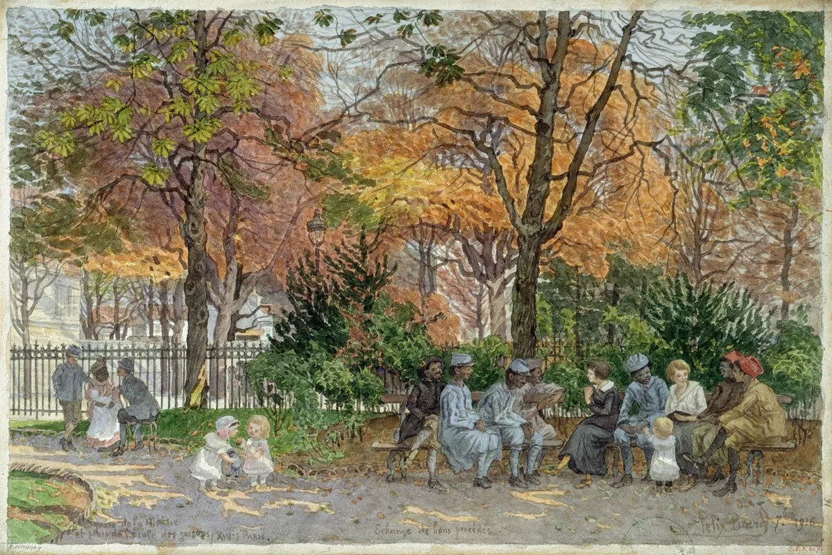 Square De La Mairie Et Place De Lecole Des Garcons by Félix Brard - Canvas Print