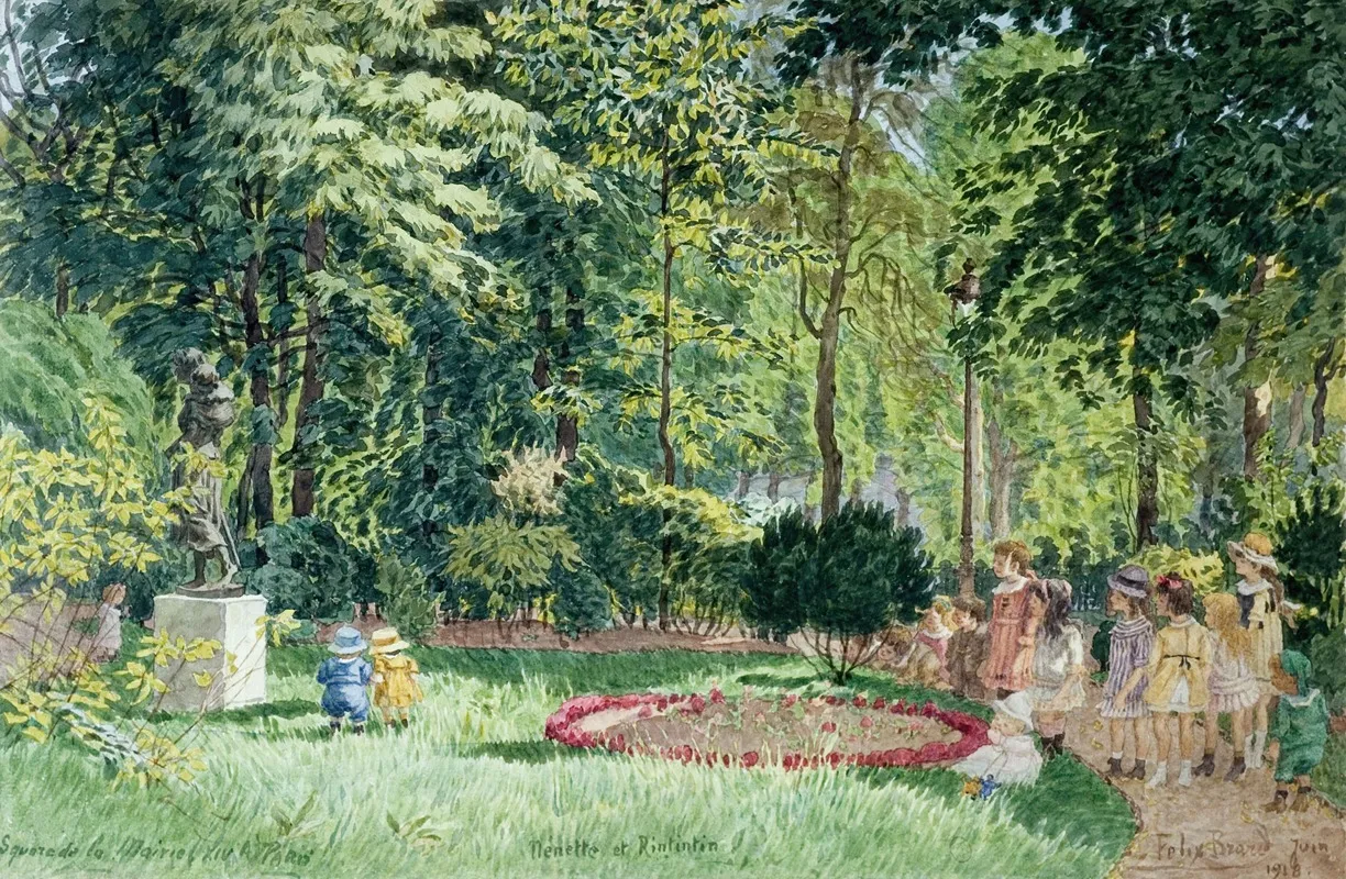 Square De La Mairie Xiv A Paris by Félix Brard - Canvas Print