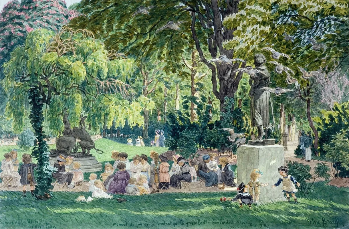 Square De La Mairie Xiv Paris by Félix Brard - Canvas Print