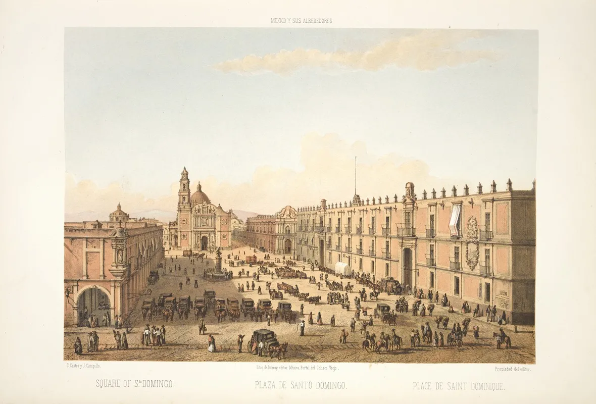 Square Of Santo Domingo by C. Castro - Canvas Print