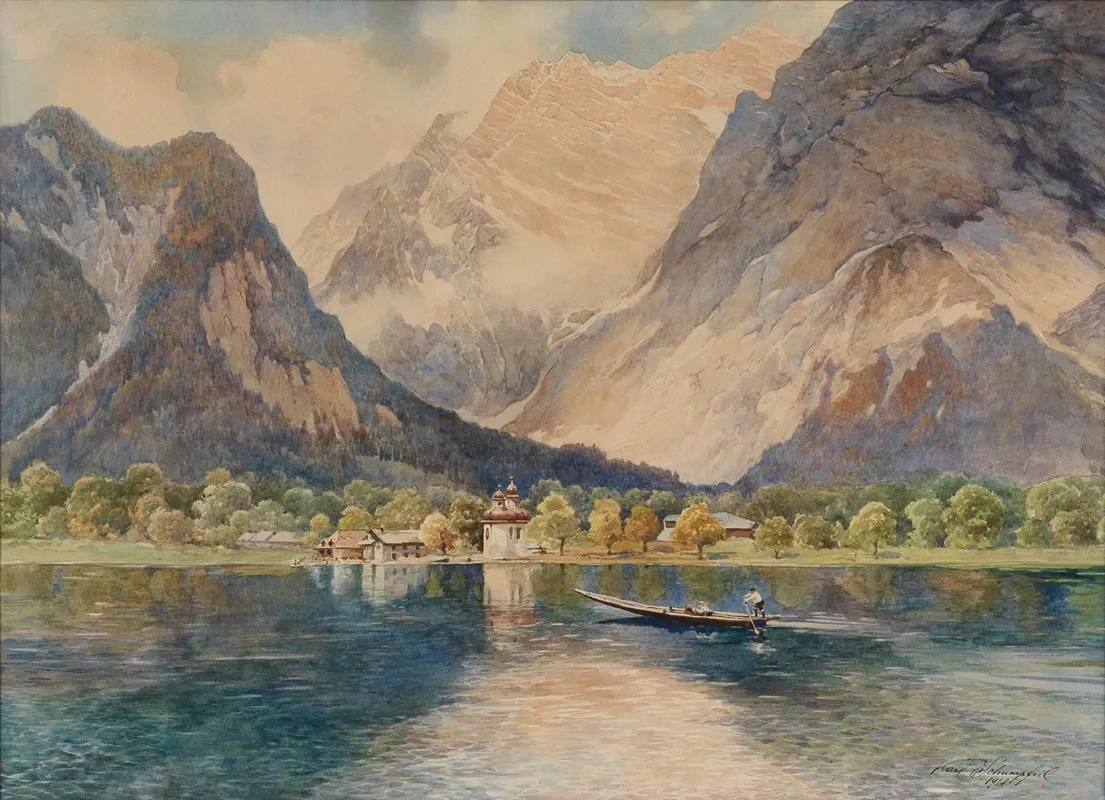 St Bartholoma Am Konigssee by Karl Schnorpfeil - Canvas Print