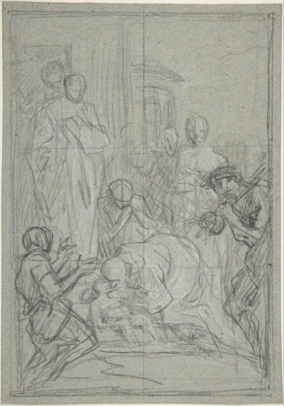 St Benedict Resuscitating An Infant by Pierre Subleyras - Canvas Print
