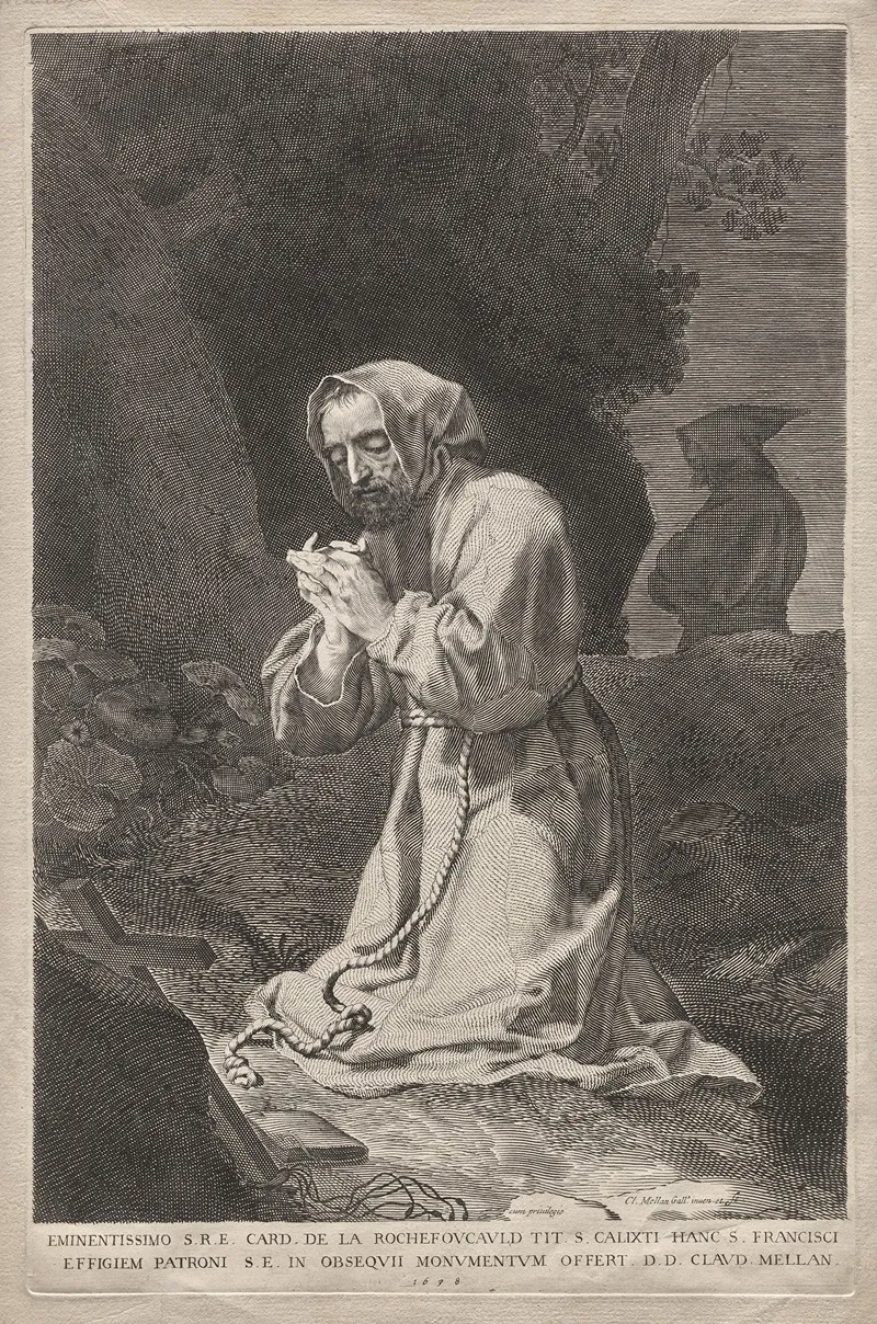 St Francis 3 by Claude Mellan - Canvas Print