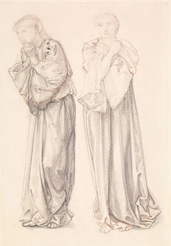 St George Series Two Studies Of Female Attendants For The Princess Draws The Fatal Lot