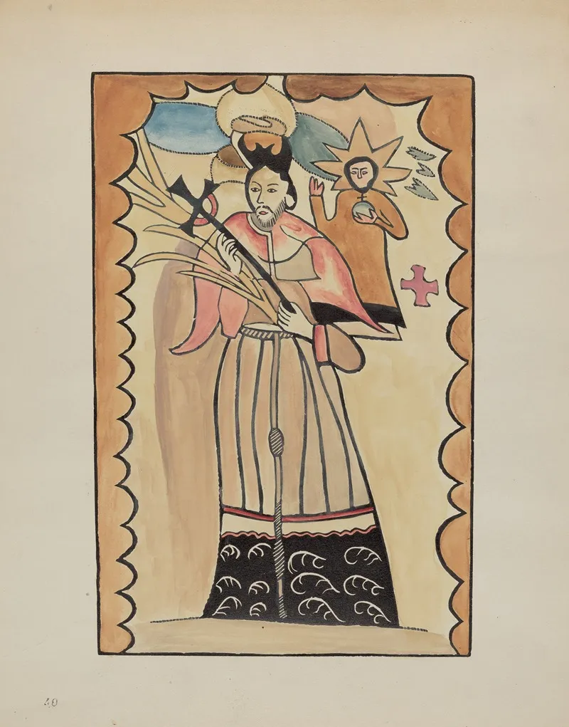 St John Nepomucene Painted On Buffalo Hide Prior To 1800 2 by E. Boyd - Canvas Print