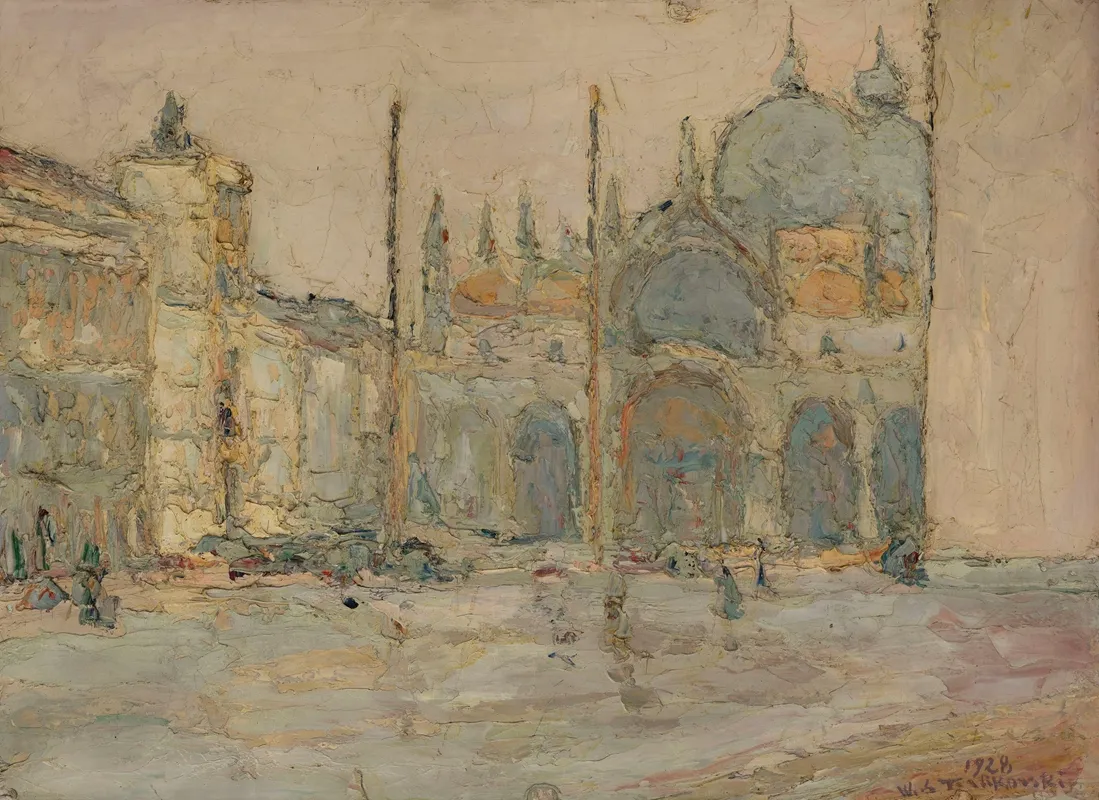 St Marks Basilica In Venice by Włodzimierz Terlikowski - Canvas Print