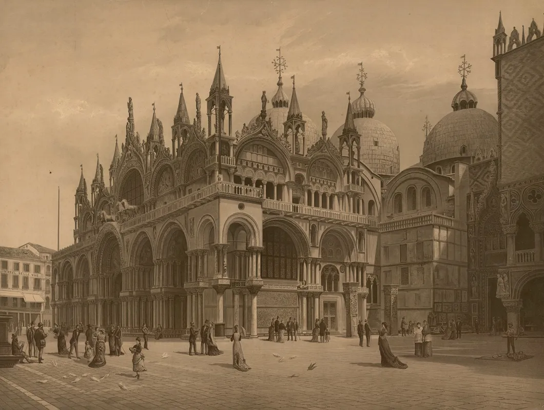 St Marks Basilica Venice by Josef Langl - Canvas Print