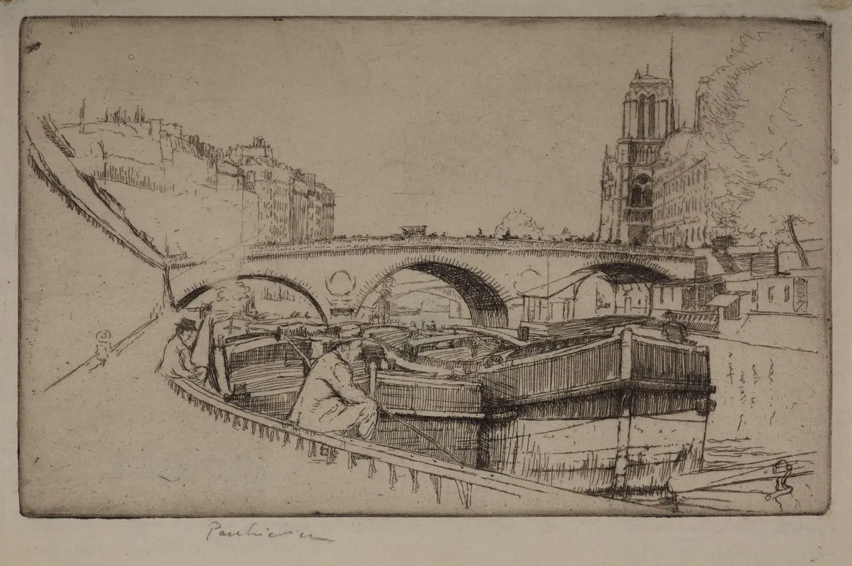 St Michel Bridge In Paris by Józef Pankiewicz - Canvas Print