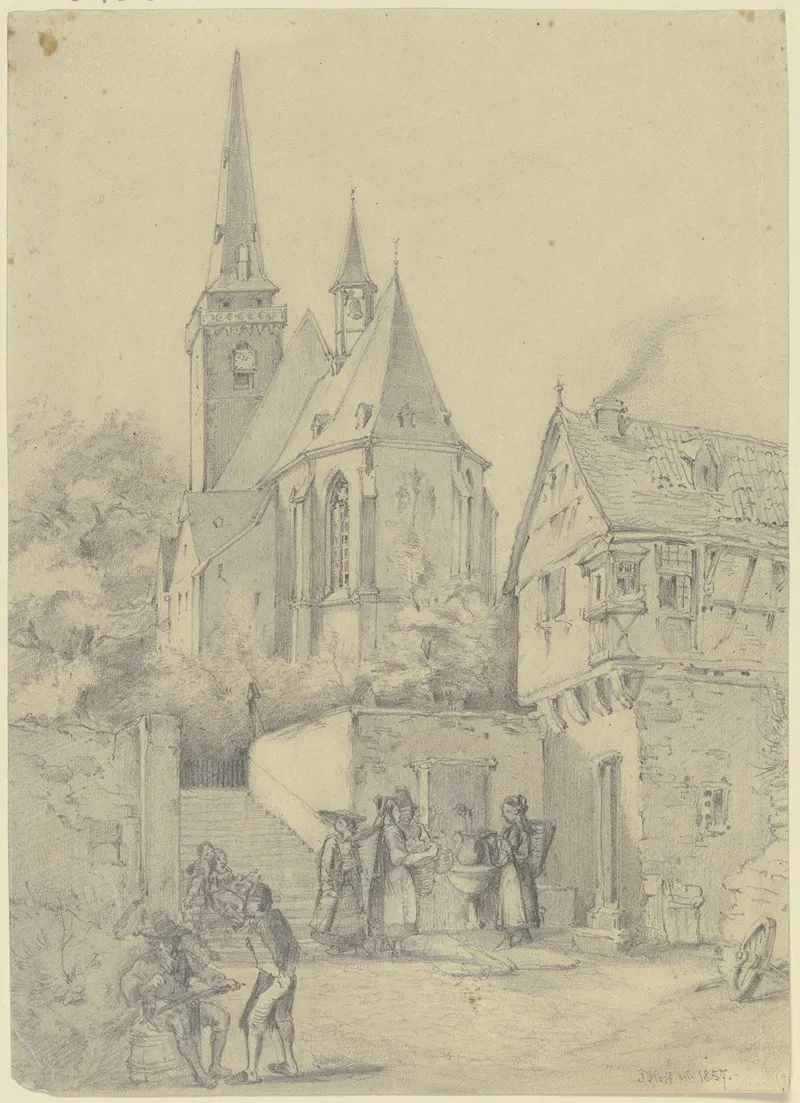 St Ursula In Oberursel by Johann Friedrich Hoff - Canvas Print