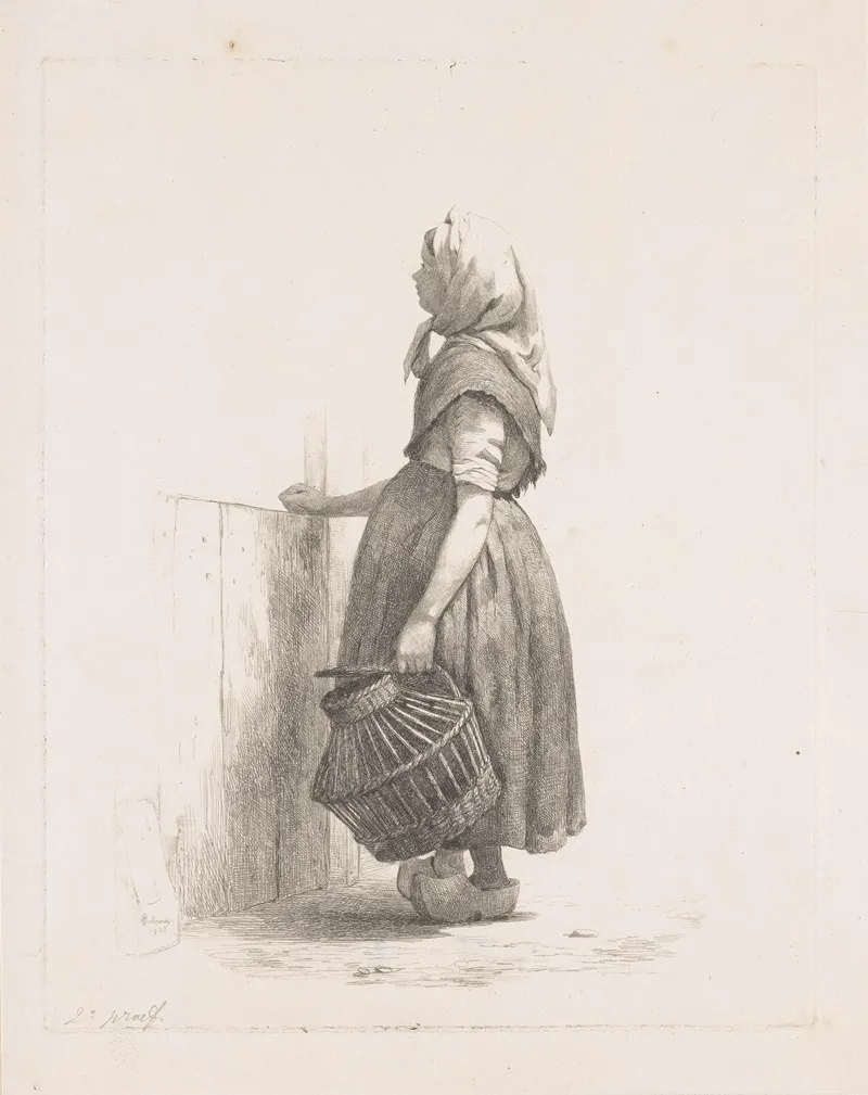 Staand Meisje Met Pluimveemand by Pierre Louis Dubourcq - Canvas Print