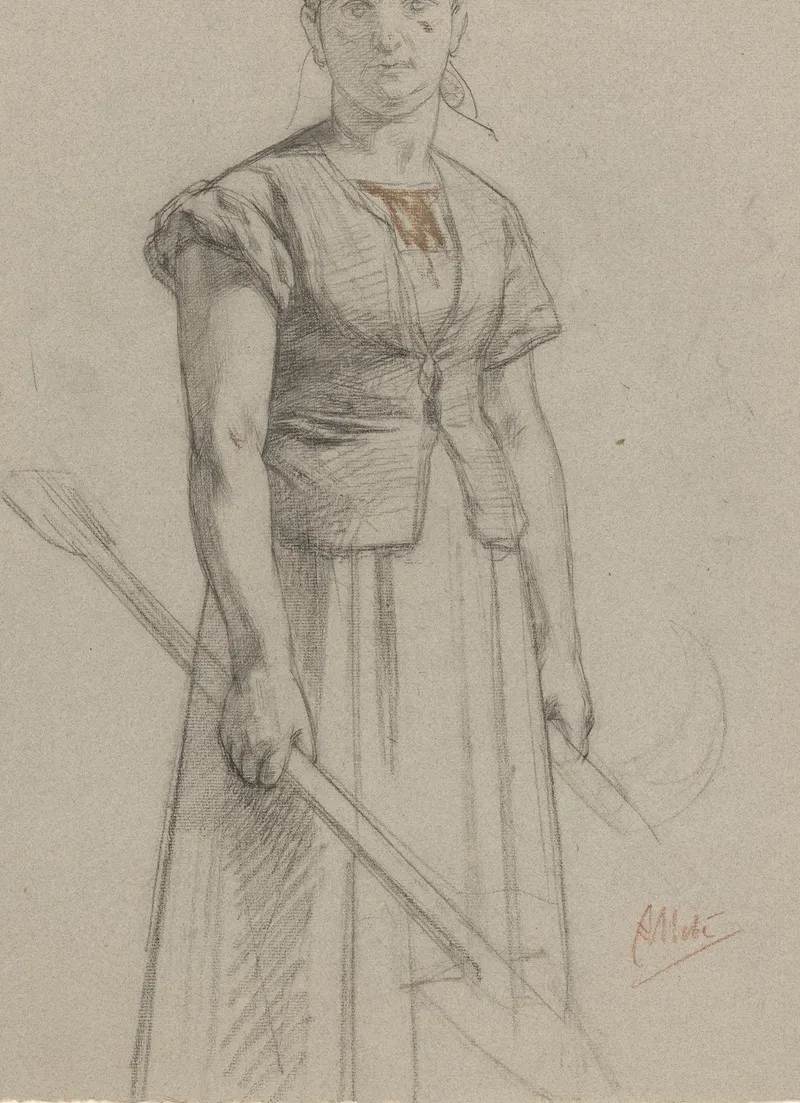 Staande Boerin 2 by August Allebé - Canvas Print