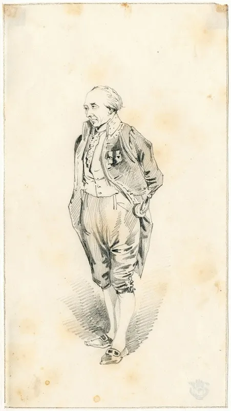 Staande Man In Frans Kostuum Van Lennep