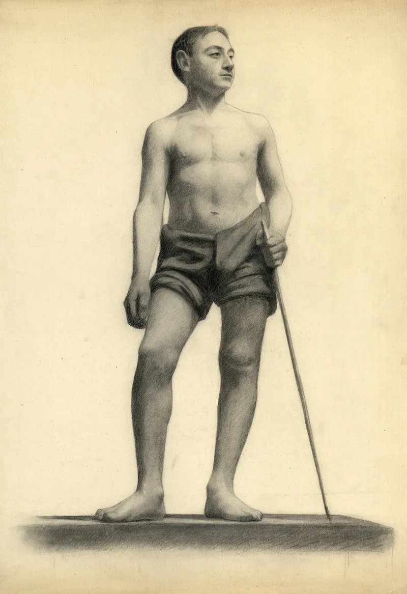 Staande Man Met Lendendoek by Albert Daenens - Canvas Print