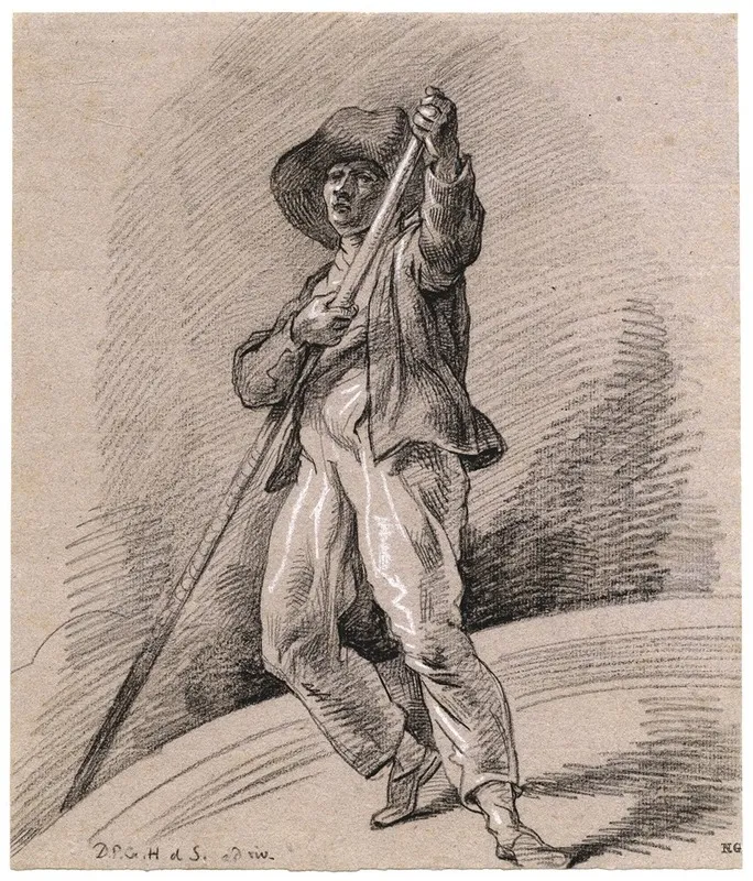 Staande Man Met Vaarboom by David Humbert de Superville - Canvas Print