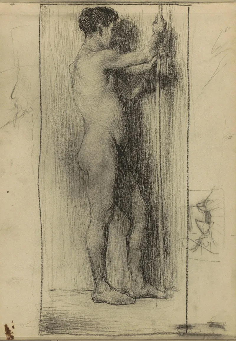 Staande Naakte Man 2 2 by Marius Bauer - Canvas Print