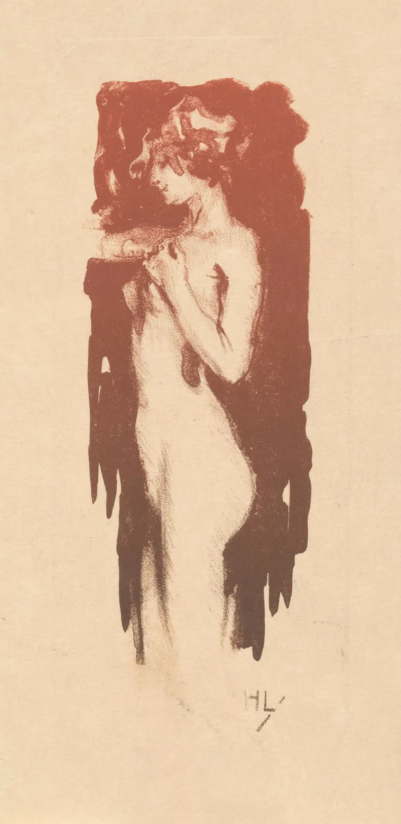 Staande Naakte Vrouw 6 by Huib Luns - Canvas Print