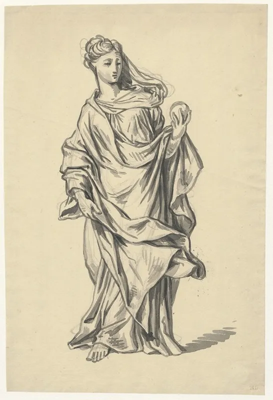 Staande Vrouw In Lang Gewaad Met Appel Wellicht Ceres by David Humbert de Superville - Canvas Print