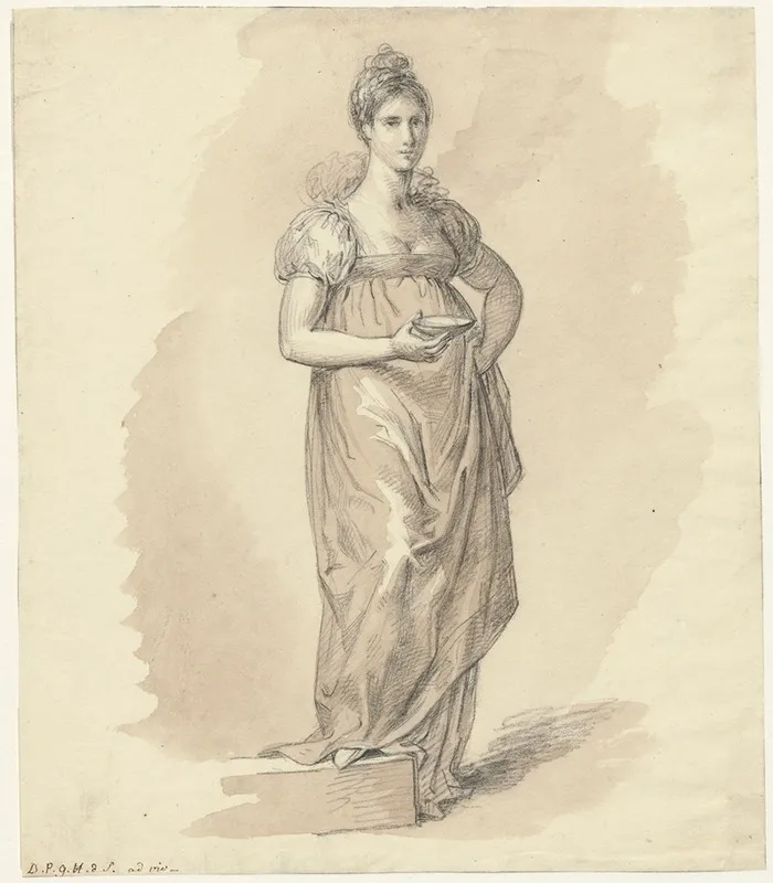 Staande Vrouw Met Schaaltje by David Humbert de Superville - Canvas Print