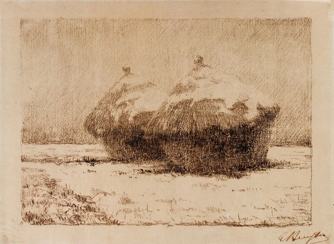 Stacks In Snow by Georges Léon Ernest Buysse - Canvas Print